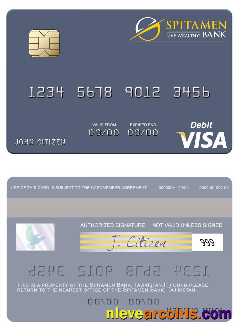 Tajikistan Spitamen Bank visa debit card